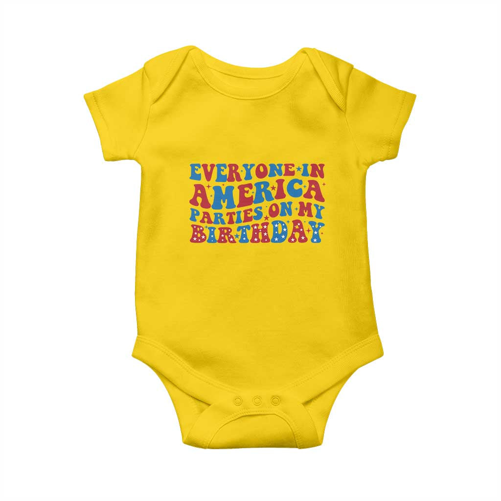 Everyone In America Parties On My Birthday Baby Onesie 4th Of July Birthday Party TS10 Daisy Print Your Wear