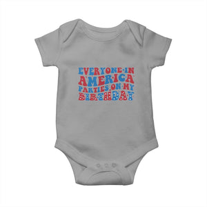 Everyone In America Parties On My Birthday Baby Onesie 4th Of July Birthday Party TS10 Sport Gray Print Your Wear
