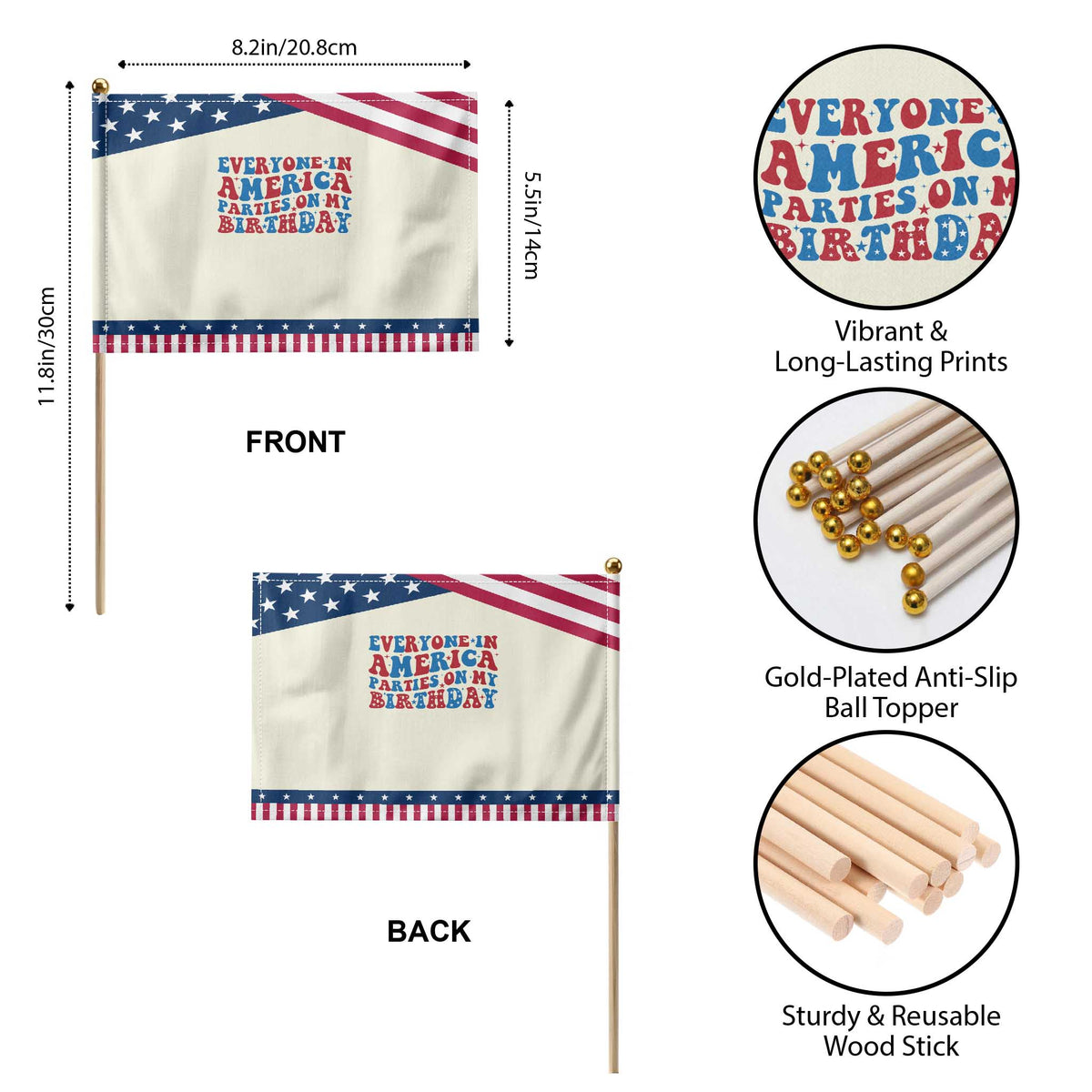 Everyone In America Parties On My Birthday Patriotic Handheld Flag 4th Of July Birthday Party TS10 Print Your Wear