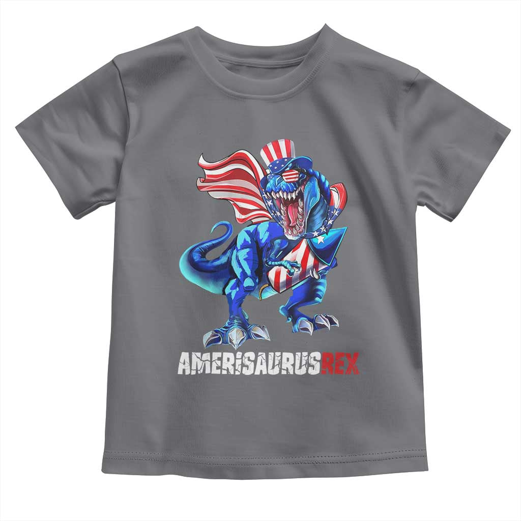 Dinosaur 4th of July Toddler T Shirt Funny Boys Kids Patriotic TS10 Charcoal Print Your Wear