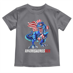 Dinosaur 4th of July Toddler T Shirt Funny Boys Kids Patriotic TS10 Charcoal Print Your Wear