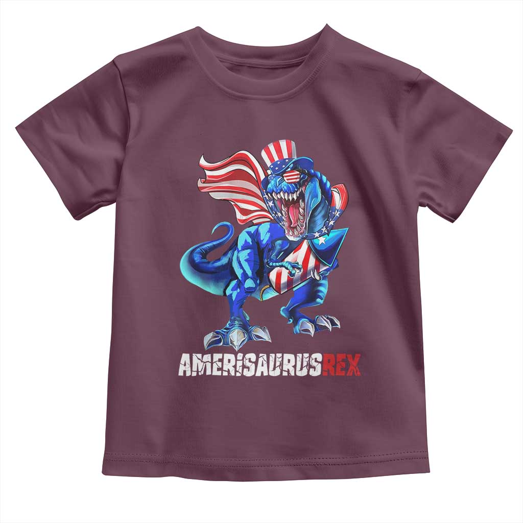 Dinosaur 4th of July Toddler T Shirt Funny Boys Kids Patriotic TS10 Maroon Print Your Wear