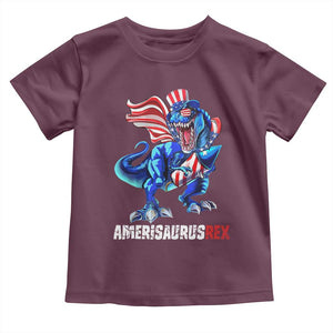 Dinosaur 4th of July Toddler T Shirt Funny Boys Kids Patriotic TS10 Maroon Print Your Wear