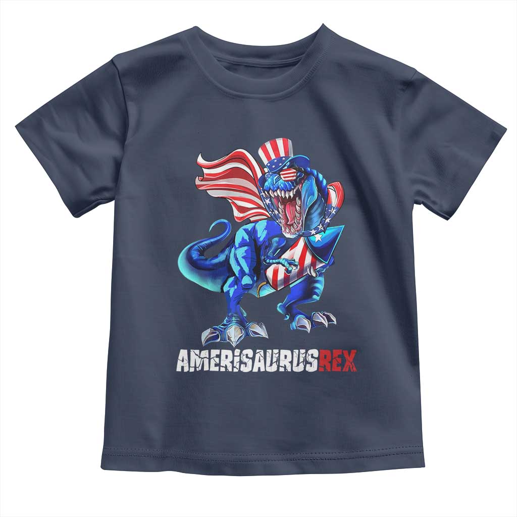 Dinosaur 4th of July Toddler T Shirt Funny Boys Kids Patriotic TS10 Navy Print Your Wear