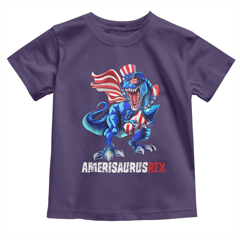 Dinosaur 4th of July Toddler T Shirt Funny Boys Kids Patriotic TS10 Purple Print Your Wear