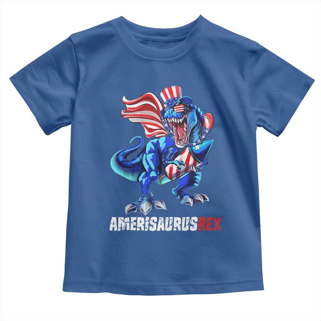 Dinosaur 4th of July Toddler T Shirt Funny Boys Kids Patriotic TS10 Royal Blue Print Your Wear