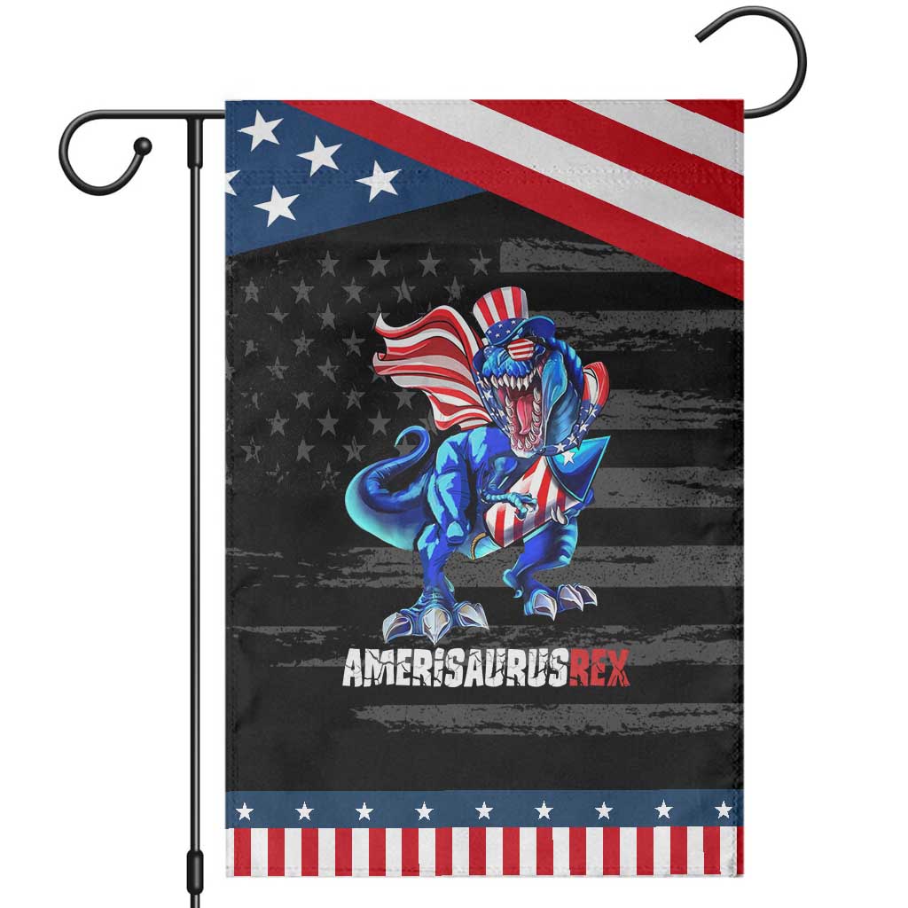 Dinosaur 4th of July Garden Flag Funny Boys Kids Patriotic TS10 Distressed Black Blue Print Your Wear