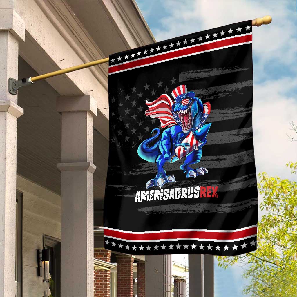 Dinosaur 4th of July Garden Flag Funny Boys Kids Patriotic TS10 Distressed Black Red Print Your Wear