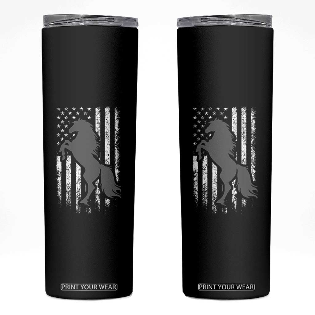 Patriotic Horse American Flag Skinny Tumbler Horseback Riding Western Farm Vintage Horse TS10 Black Print Your Wear