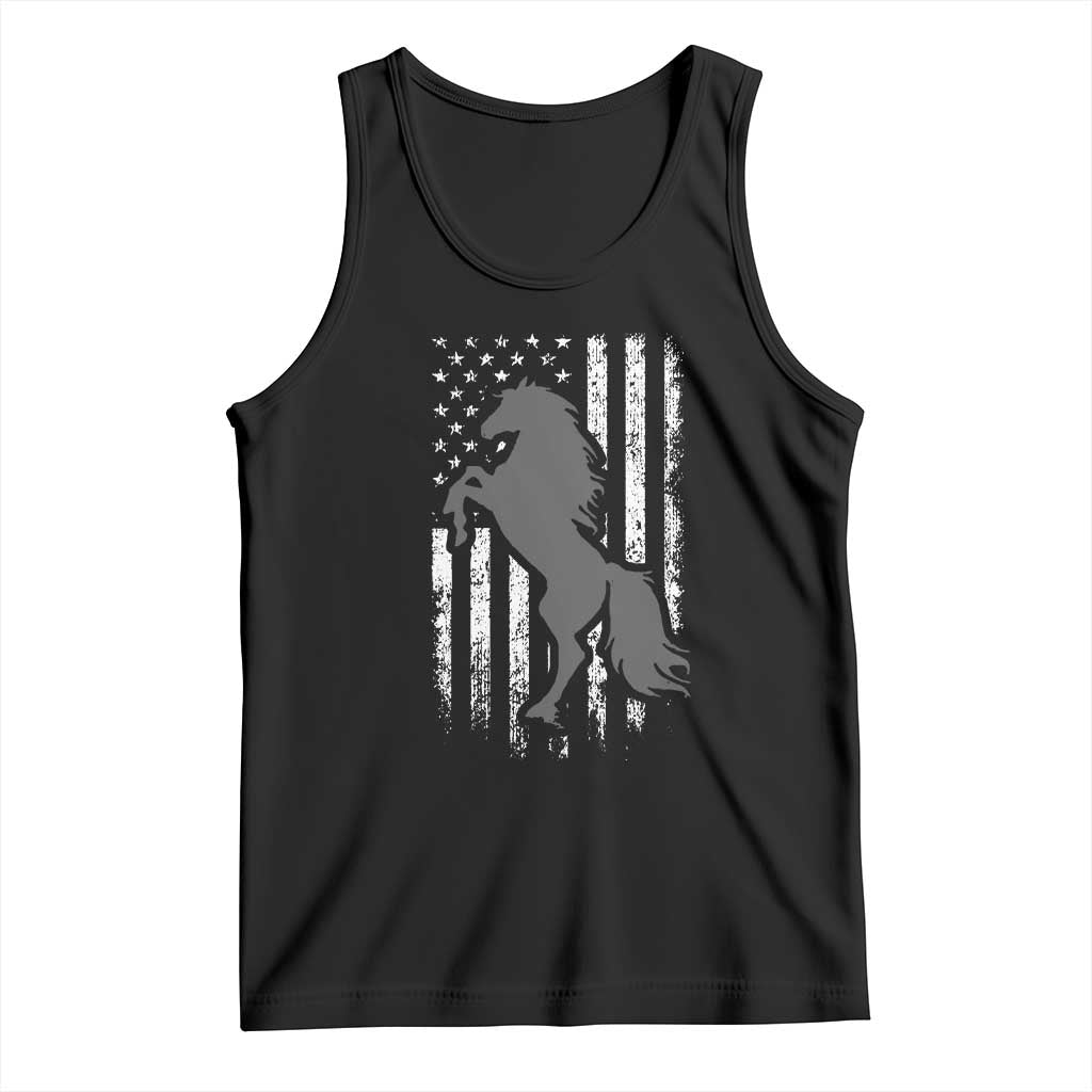 Patriotic Horse American Flag Tank Top Horseback Riding Western Farm Vintage Horse TS10 Black Print Your Wear