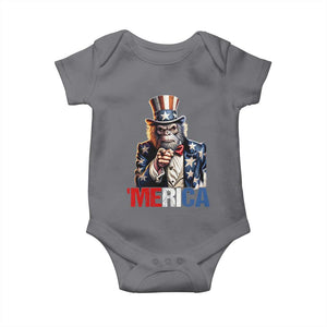 Bigfoot Merica Baby Onesie American Flag Patriotic 4th Of July Uncle Sam TS10 Charcoal Print Your Wear