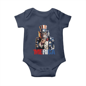 Bigfoot Merica Baby Onesie American Flag Patriotic 4th Of July Uncle Sam TS10 Navy Print Your Wear