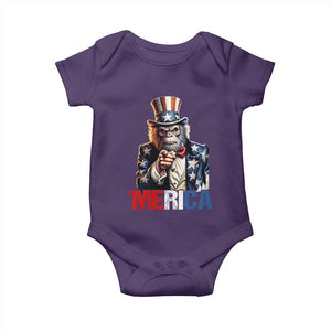 Bigfoot Merica Baby Onesie American Flag Patriotic 4th Of July Uncle Sam TS10 Purple Print Your Wear