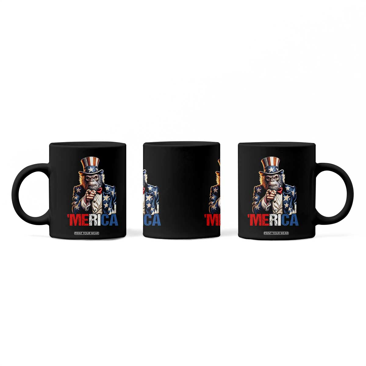 Bigfoot Merica Coffee Mug American Flag Patriotic 4th Of July Uncle Sam TS10 Print Your Wear