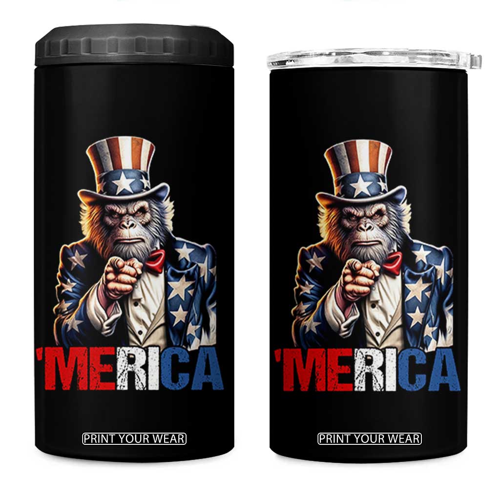 Bigfoot Merica 4 in 1 Can Cooler Tumbler American Flag Patriotic 4th Of July Uncle Sam TS10 One Size: 16 oz Black Print Your Wear