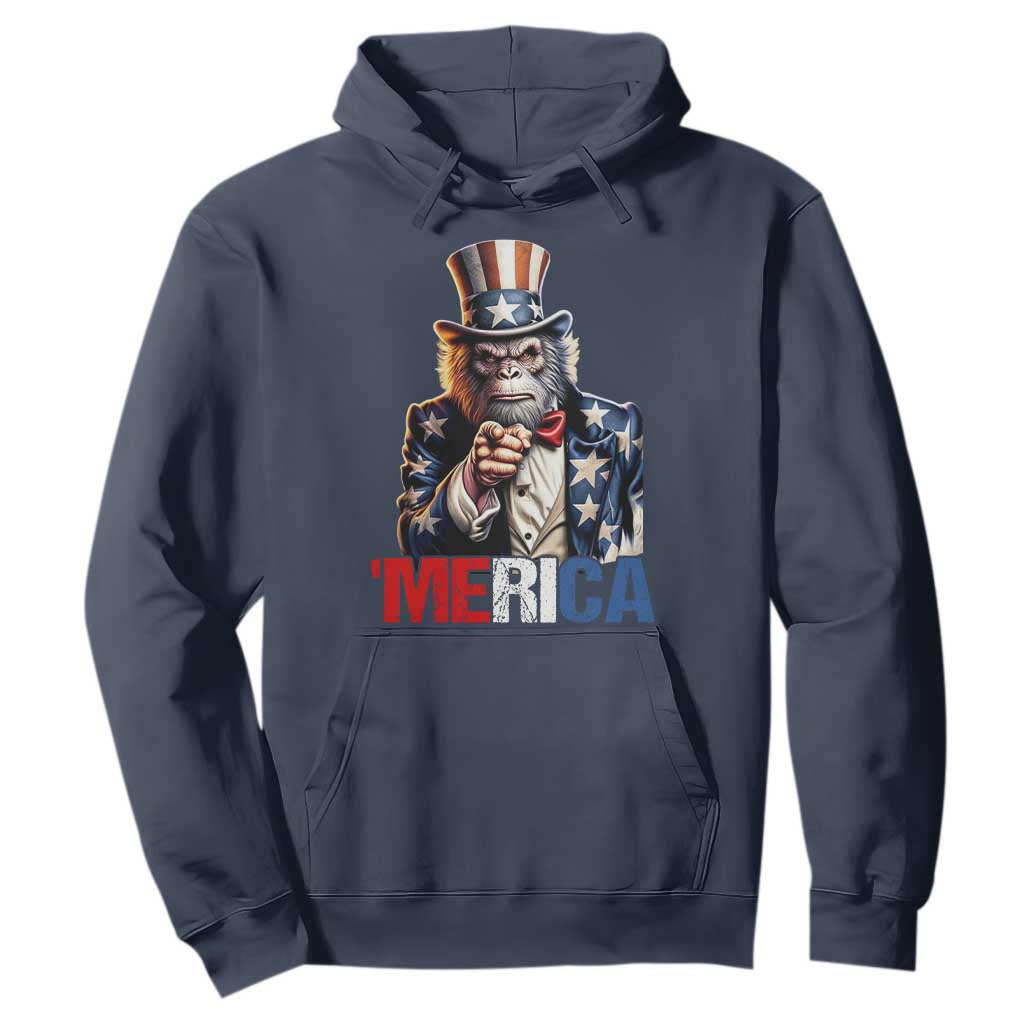Bigfoot Merica Hoodie American Flag Patriotic 4th Of July Uncle Sam TS10 Navy Print Your Wear