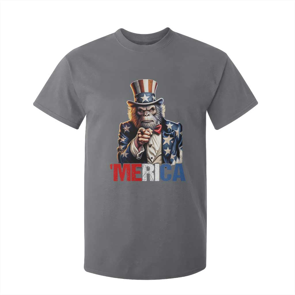 Bigfoot Merica T Shirt For Kid American Flag Patriotic 4th Of July Uncle Sam TS10 Charcoal Print Your Wear