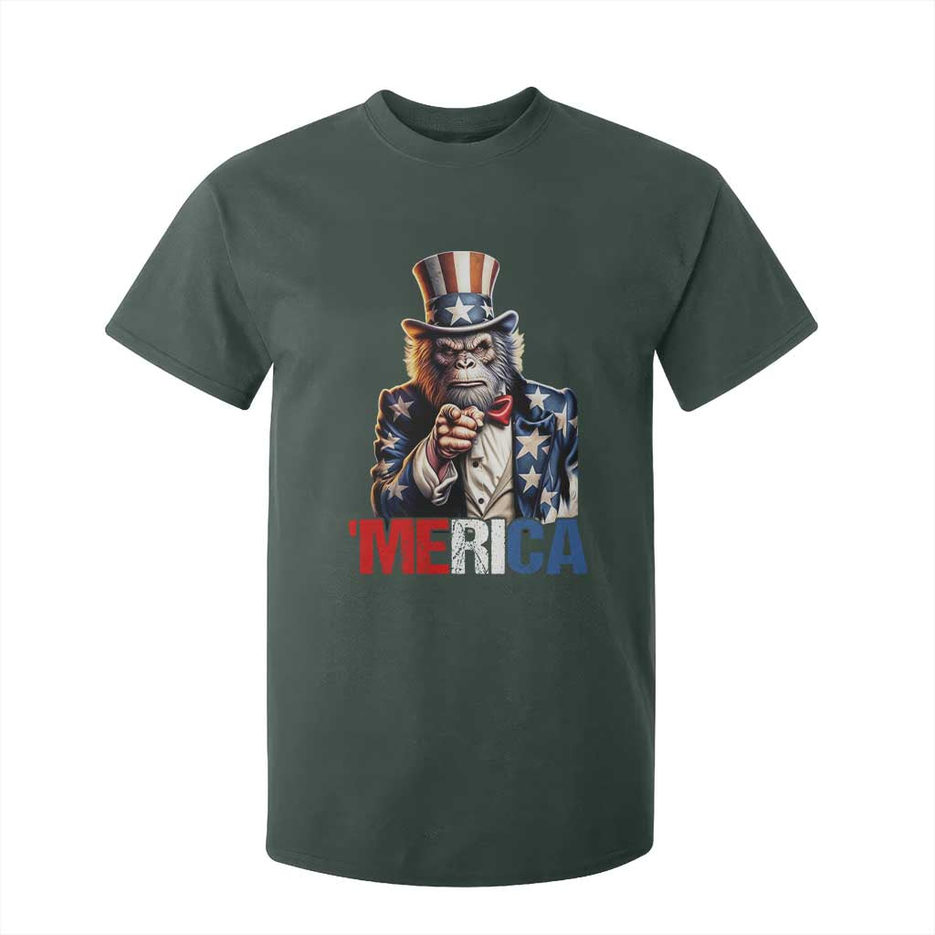 Bigfoot Merica T Shirt For Kid American Flag Patriotic 4th Of July Uncle Sam TS10 Dark Forest Green Print Your Wear