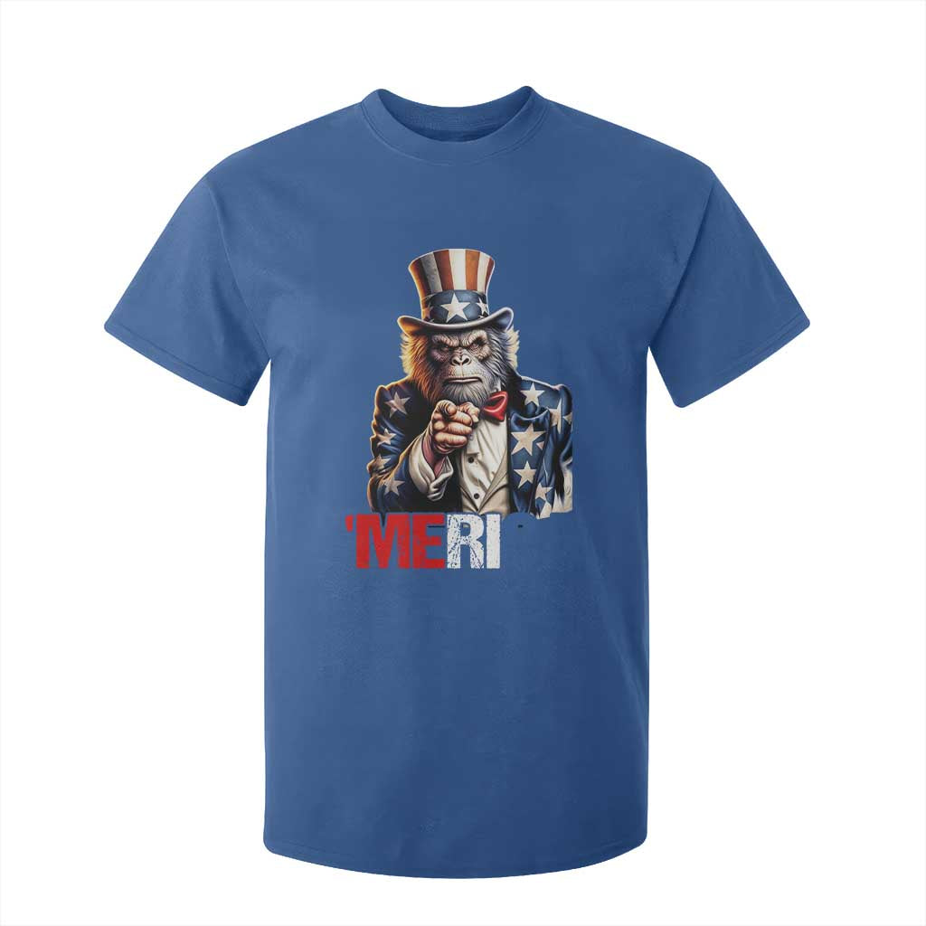 Bigfoot Merica T Shirt For Kid American Flag Patriotic 4th Of July Uncle Sam TS10 Royal Blue Print Your Wear