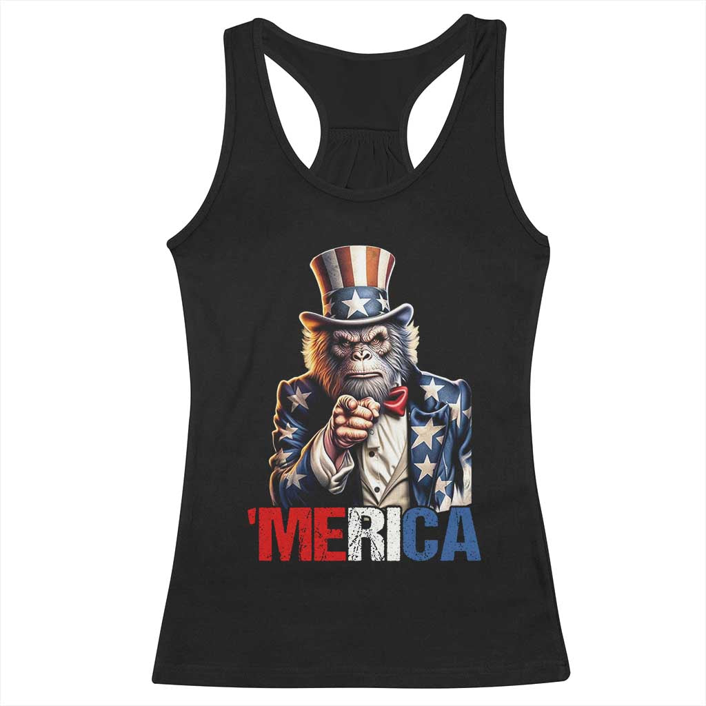 Bigfoot Merica Racerback Tank Top American Flag Patriotic 4th Of July Uncle Sam TS10 Black Print Your Wear