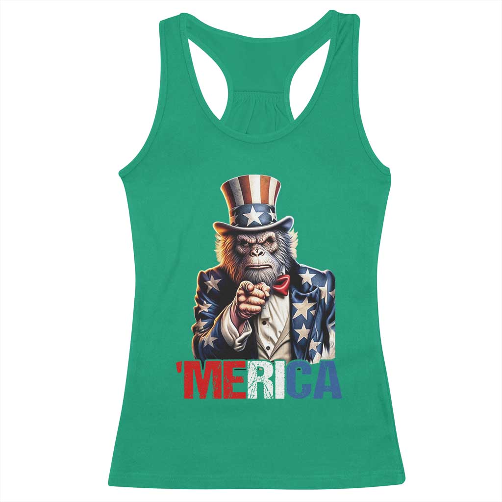 Bigfoot Merica Racerback Tank Top American Flag Patriotic 4th Of July Uncle Sam TS10 Irish Green Print Your Wear