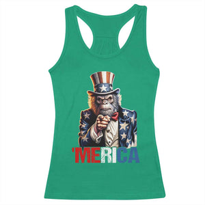 Bigfoot Merica Racerback Tank Top American Flag Patriotic 4th Of July Uncle Sam TS10 Irish Green Print Your Wear