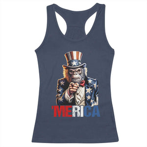 Bigfoot Merica Racerback Tank Top American Flag Patriotic 4th Of July Uncle Sam TS10 Navy Print Your Wear