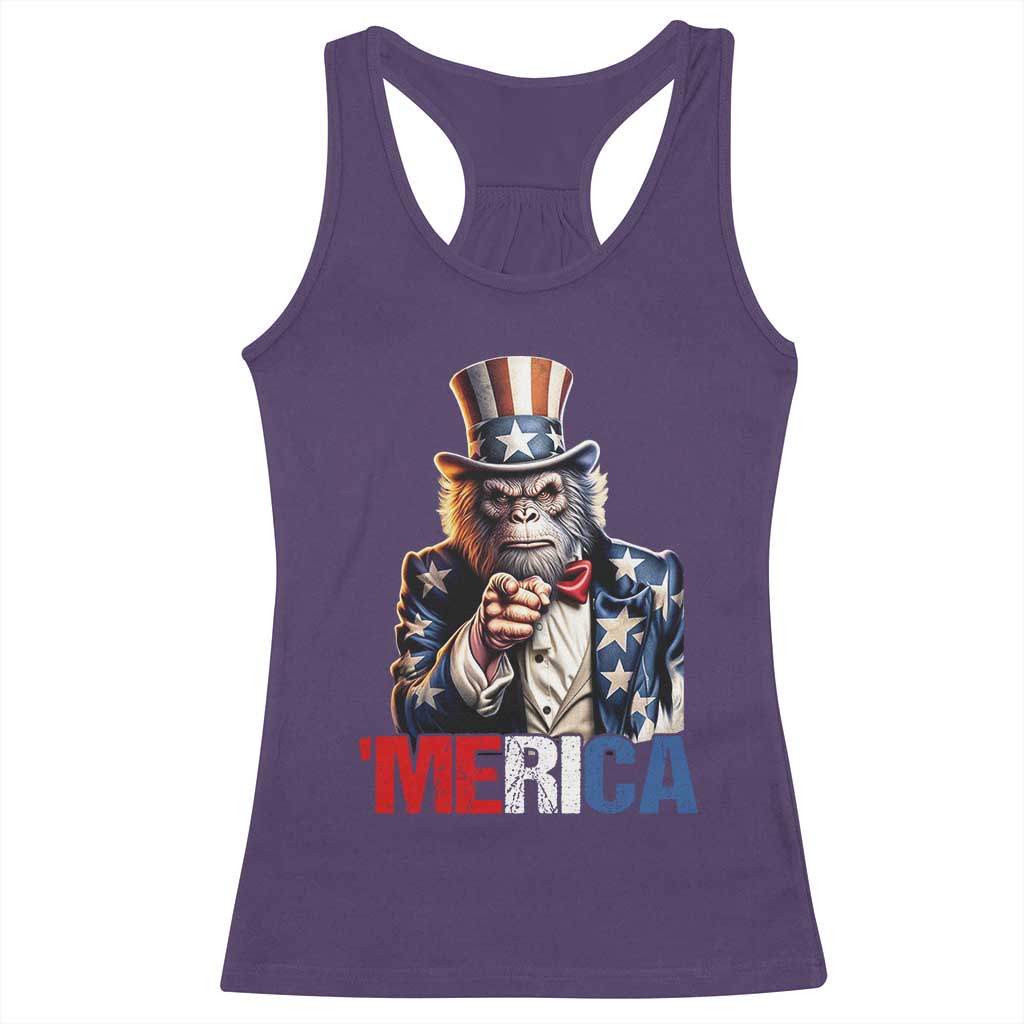 Bigfoot Merica Racerback Tank Top American Flag Patriotic 4th Of July Uncle Sam TS10 Purple Print Your Wear