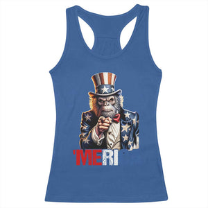 Bigfoot Merica Racerback Tank Top American Flag Patriotic 4th Of July Uncle Sam TS10 Royal Blue Print Your Wear