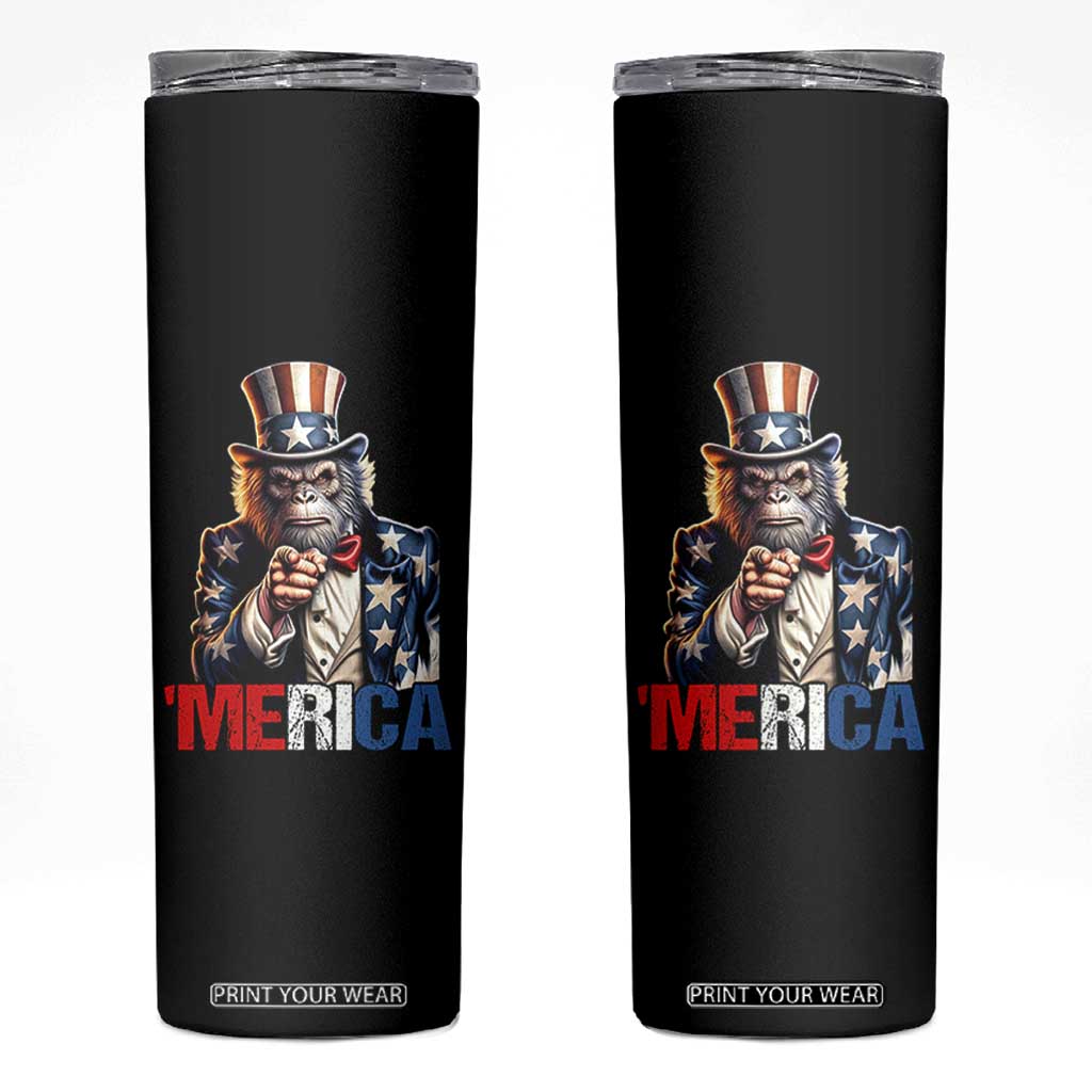 Bigfoot Merica Skinny Tumbler American Flag Patriotic 4th Of July Uncle Sam TS10 Black Print Your Wear