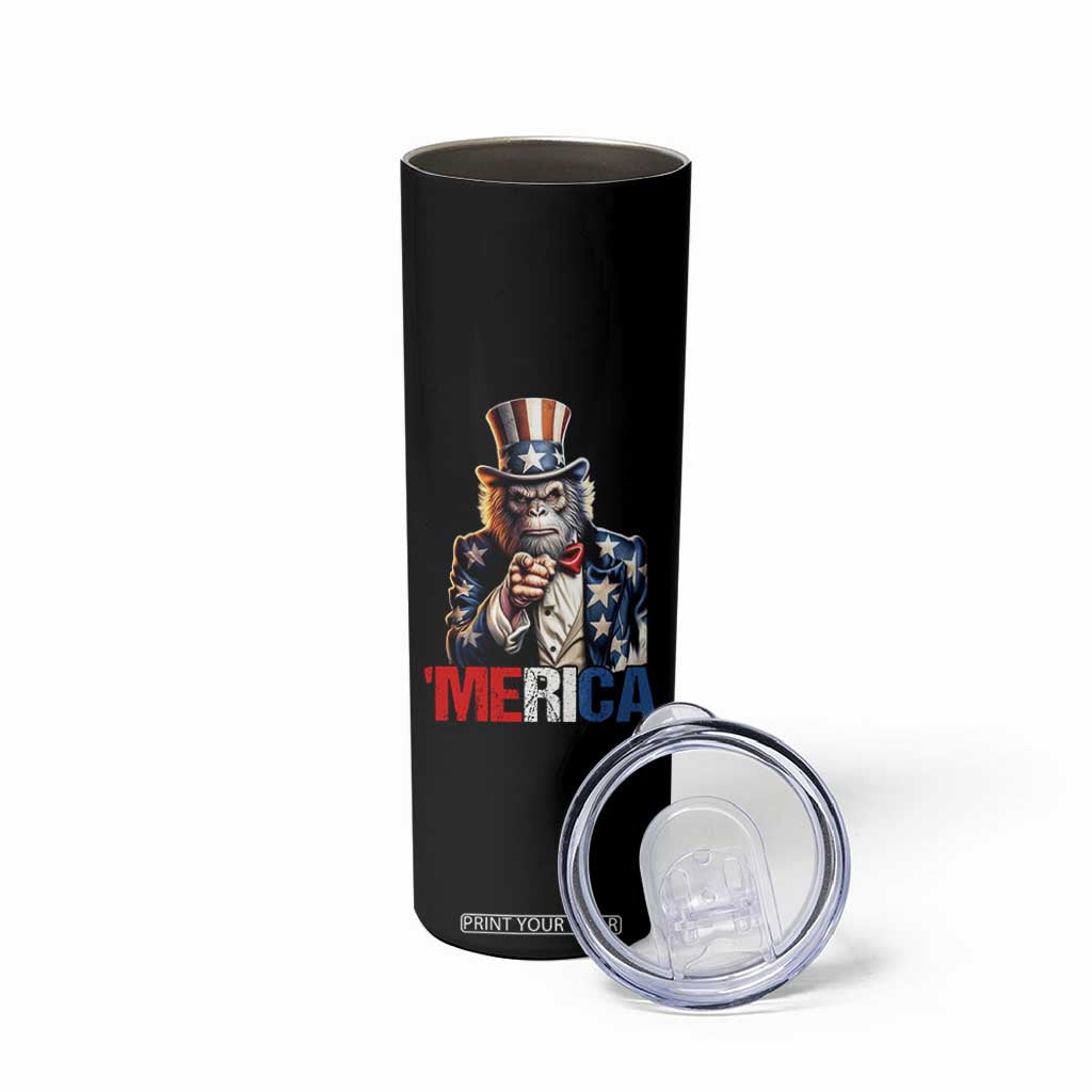 Bigfoot Merica Skinny Tumbler American Flag Patriotic 4th Of July Uncle Sam TS10 Print Your Wear
