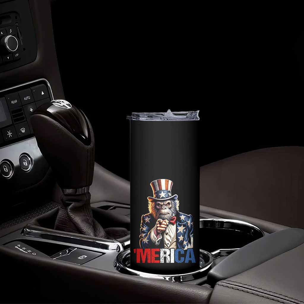Bigfoot Merica Skinny Tumbler American Flag Patriotic 4th Of July Uncle Sam TS10 Print Your Wear