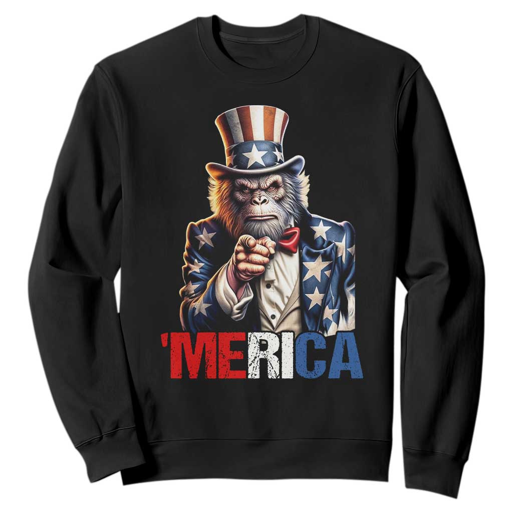 Bigfoot Merica Sweatshirt American Flag Patriotic 4th Of July Uncle Sam TS10 Black Print Your Wear