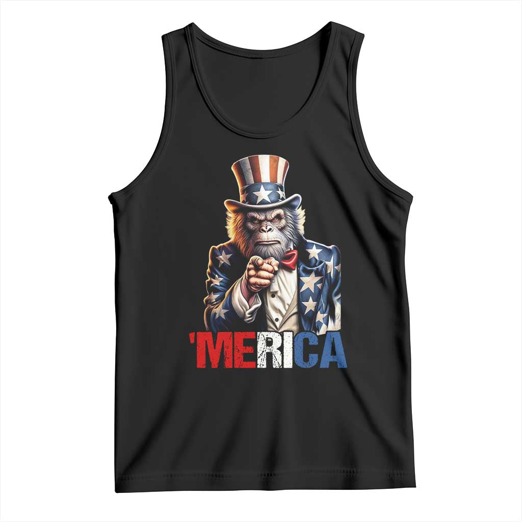 Bigfoot Merica Tank Top American Flag Patriotic 4th Of July Uncle Sam TS10 Black Print Your Wear