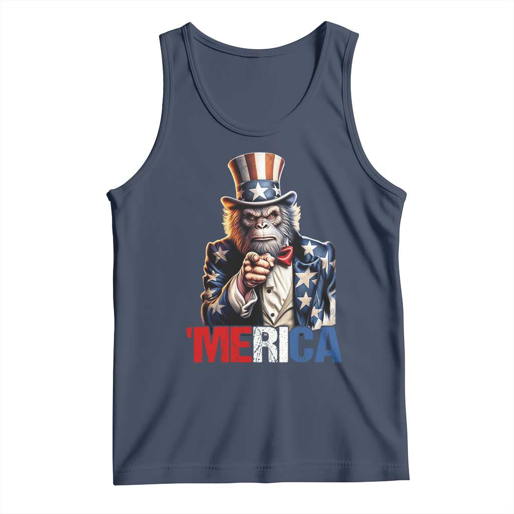Bigfoot Merica Tank Top American Flag Patriotic 4th Of July Uncle Sam TS10 Navy Print Your Wear