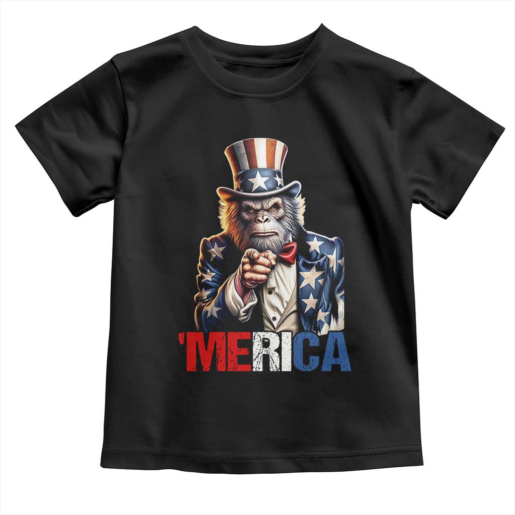 Bigfoot Merica Toddler T Shirt American Flag Patriotic 4th Of July Uncle Sam TS10 Black Print Your Wear