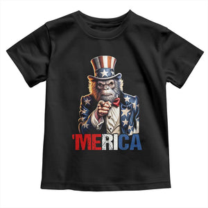 Bigfoot Merica Toddler T Shirt American Flag Patriotic 4th Of July Uncle Sam TS10 Black Print Your Wear