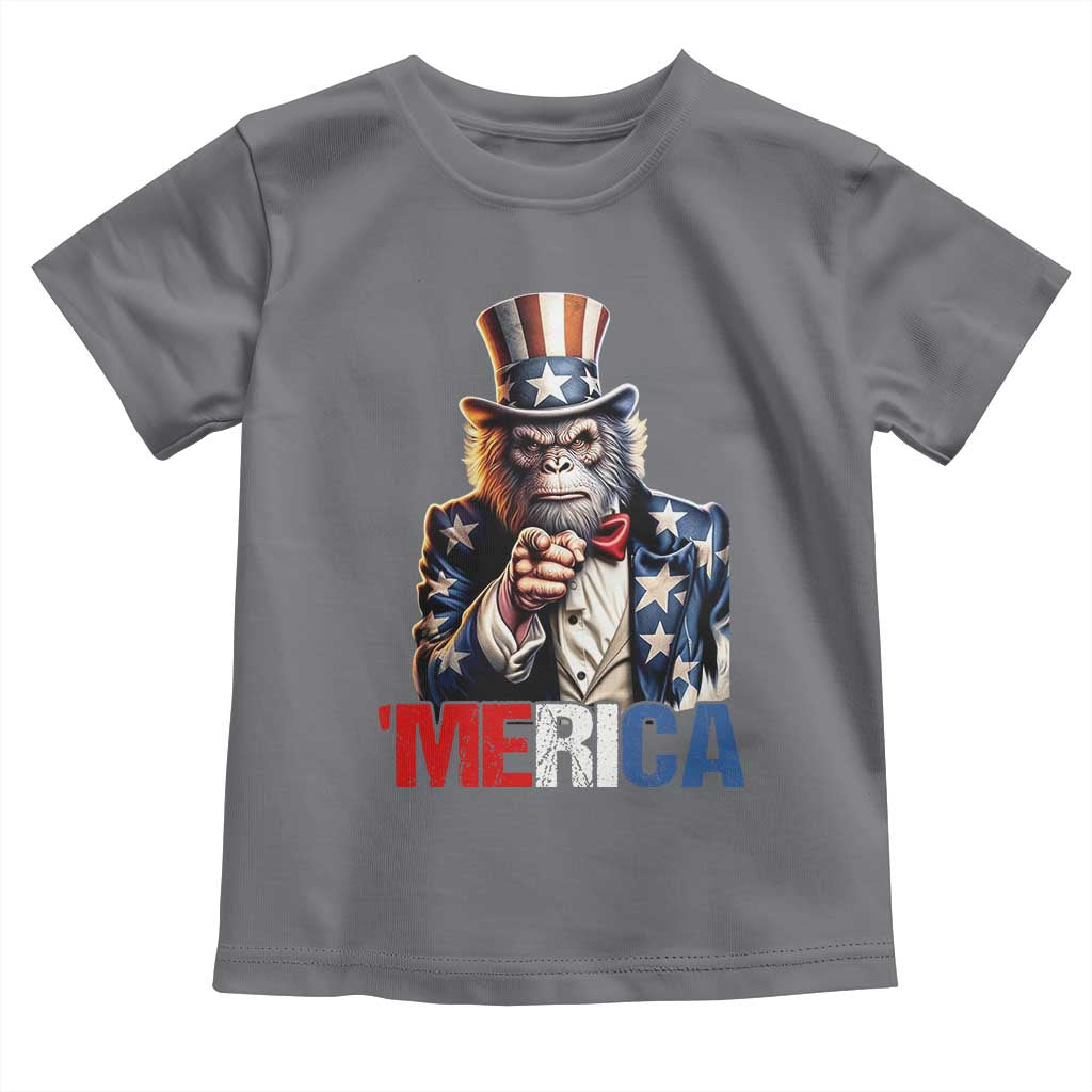 Bigfoot Merica Toddler T Shirt American Flag Patriotic 4th Of July Uncle Sam TS10 Charcoal Print Your Wear
