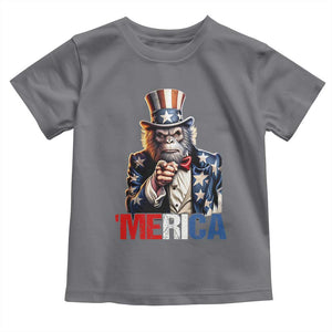 Bigfoot Merica Toddler T Shirt American Flag Patriotic 4th Of July Uncle Sam TS10 Charcoal Print Your Wear