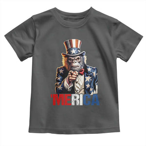 Bigfoot Merica Toddler T Shirt American Flag Patriotic 4th Of July Uncle Sam TS10 Dark Heather Print Your Wear