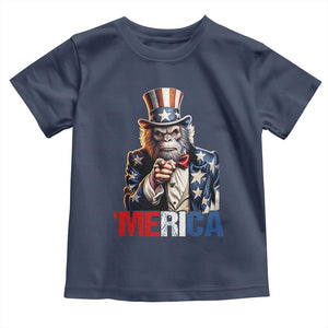 Bigfoot Merica Toddler T Shirt American Flag Patriotic 4th Of July Uncle Sam TS10 Navy Print Your Wear