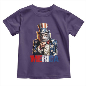 Bigfoot Merica Toddler T Shirt American Flag Patriotic 4th Of July Uncle Sam TS10 Purple Print Your Wear