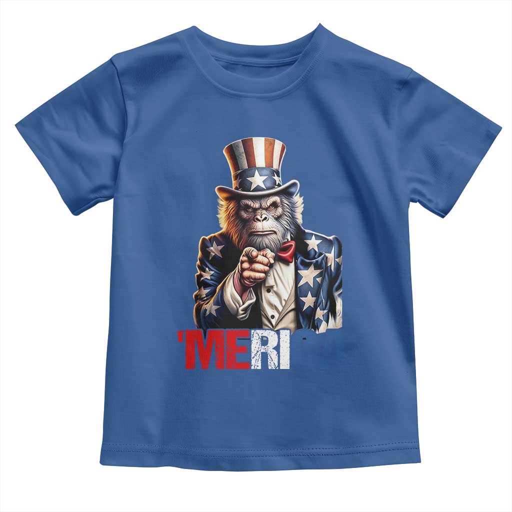 Bigfoot Merica Toddler T Shirt American Flag Patriotic 4th Of July Uncle Sam TS10 Royal Blue Print Your Wear