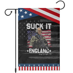 Suck It England Funny 4th of July George Washington 1776 Garden Flag TS10 Distressed Black Blue Print Your Wear