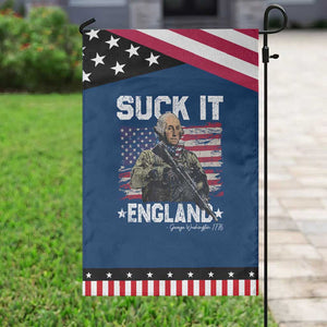 Suck It England Funny 4th of July George Washington 1776 Garden Flag TS10 Classic Blue Black Print Your Wear