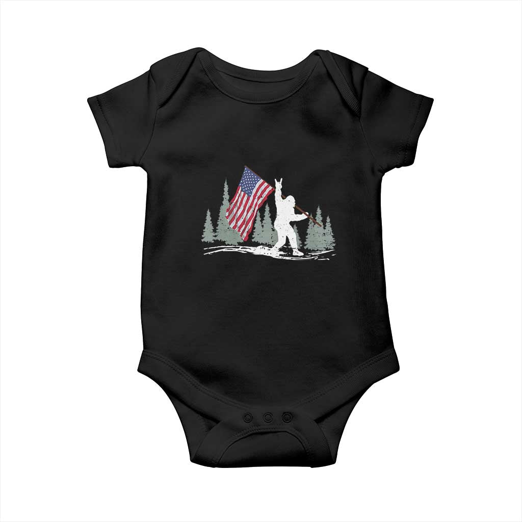 Bigfoot Baby Onesie Sasquatch American Flag Patriotic TS10 Black Print Your Wear