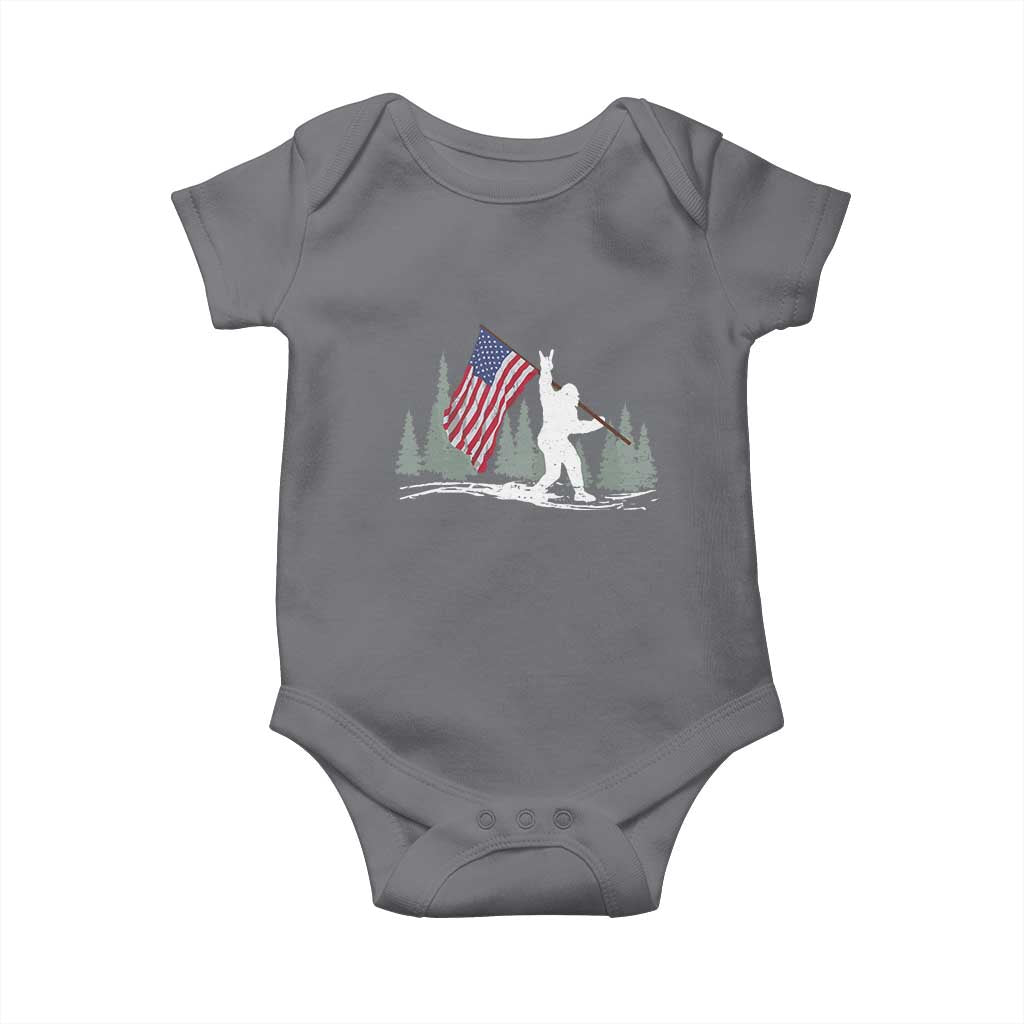 Bigfoot Baby Onesie Sasquatch American Flag Patriotic TS10 Charcoal Print Your Wear