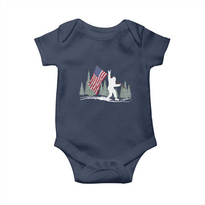 Bigfoot Baby Onesie Sasquatch American Flag Patriotic TS10 Navy Print Your Wear