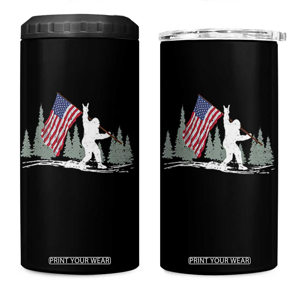 Bigfoot 4 in 1 Can Cooler Tumbler Sasquatch American Flag Patriotic TS10 One Size: 16 oz Black Print Your Wear