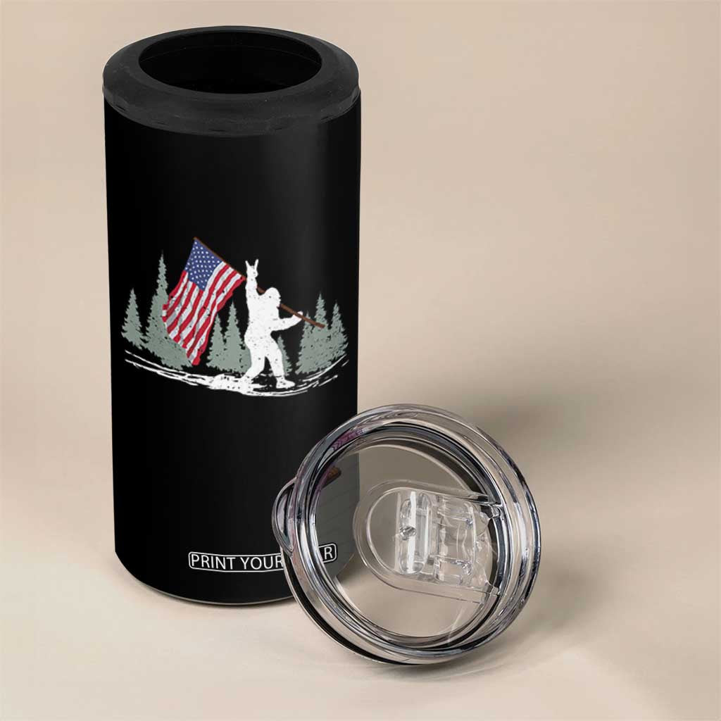 Bigfoot 4 in 1 Can Cooler Tumbler Sasquatch American Flag Patriotic TS10 Print Your Wear